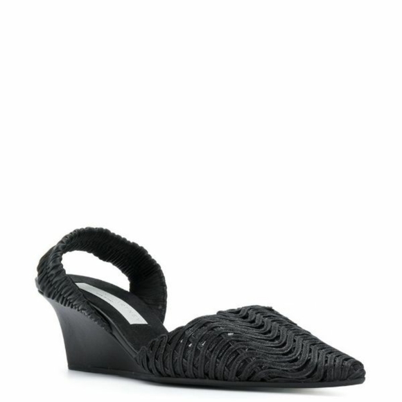 Stella McCartney Black Woven Slingback Wedges NWBX - Picture 5 of 13